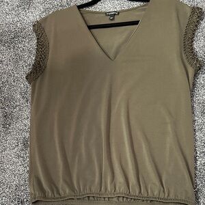 Express Taupe V-Neck Blouse